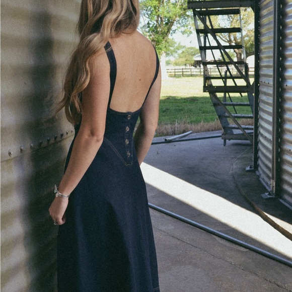 Stylish Dark Blue Denim Dress - Picture 10 of 16